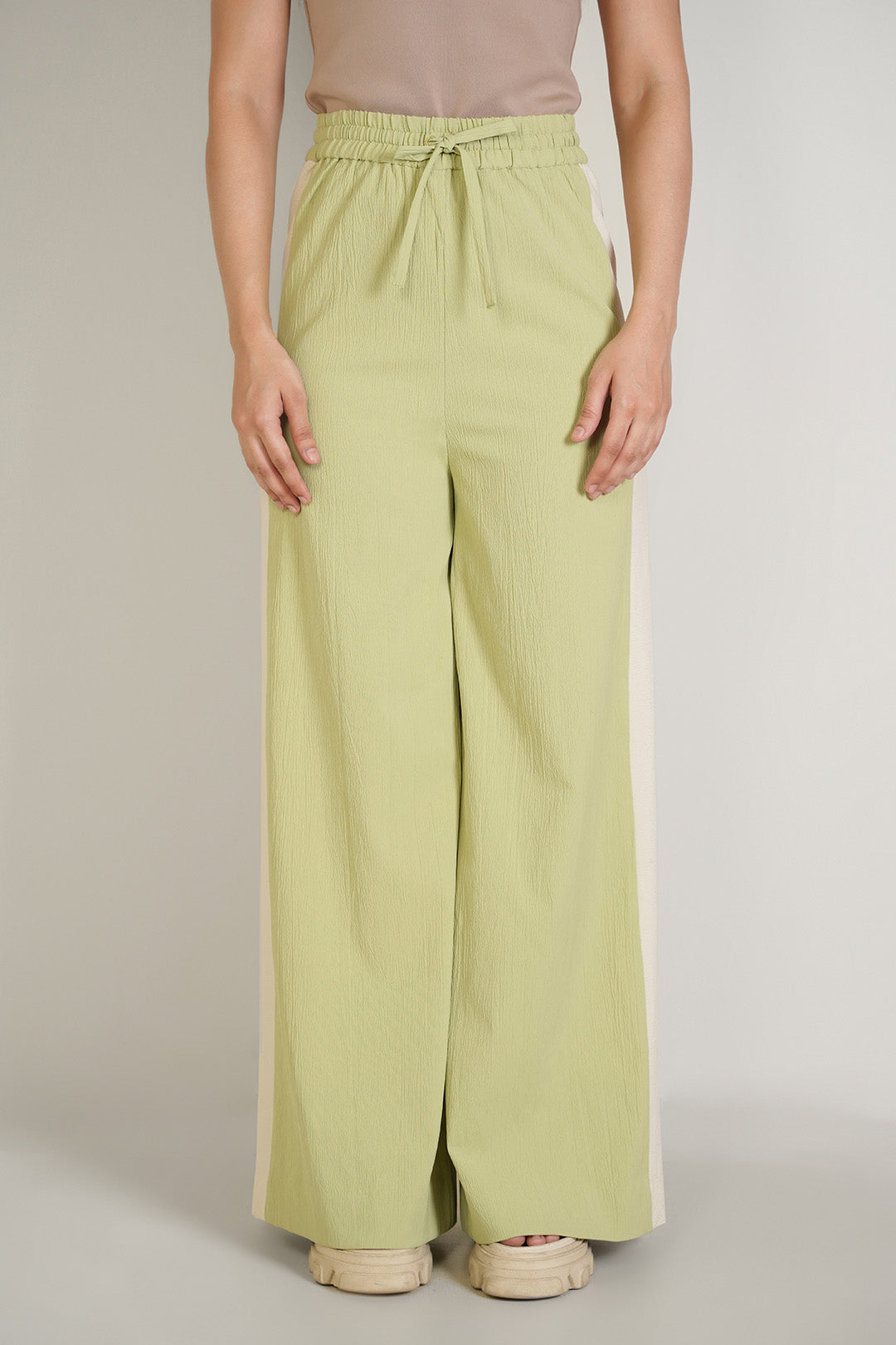 Lime Green Color Block Pants