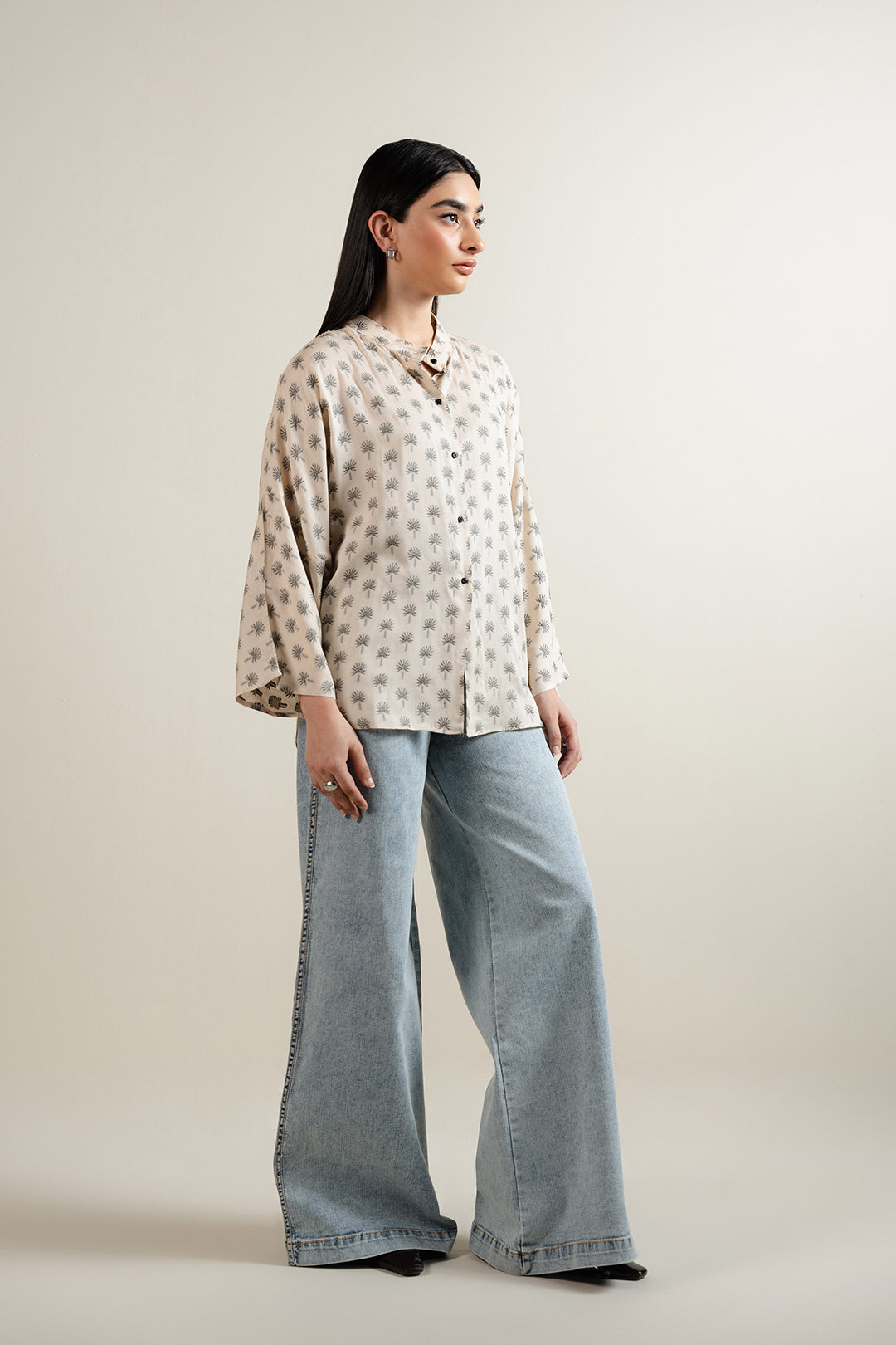 Jacquard Drop Shoulder Crop Top