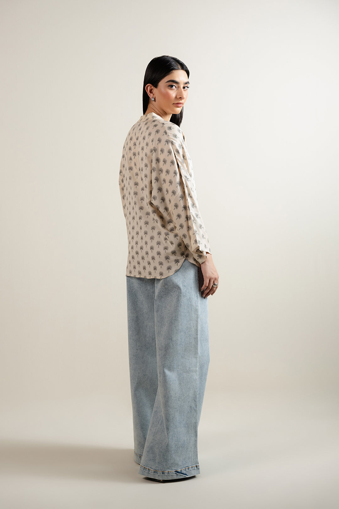 Jacquard Drop Shoulder Crop Top