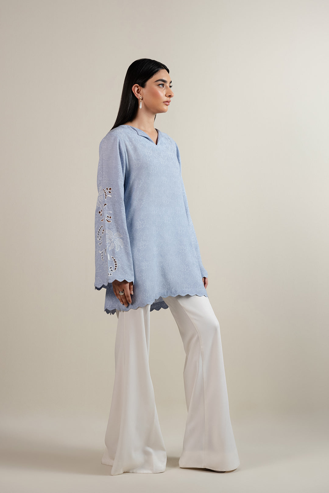 Scalloped Baby Blue Top