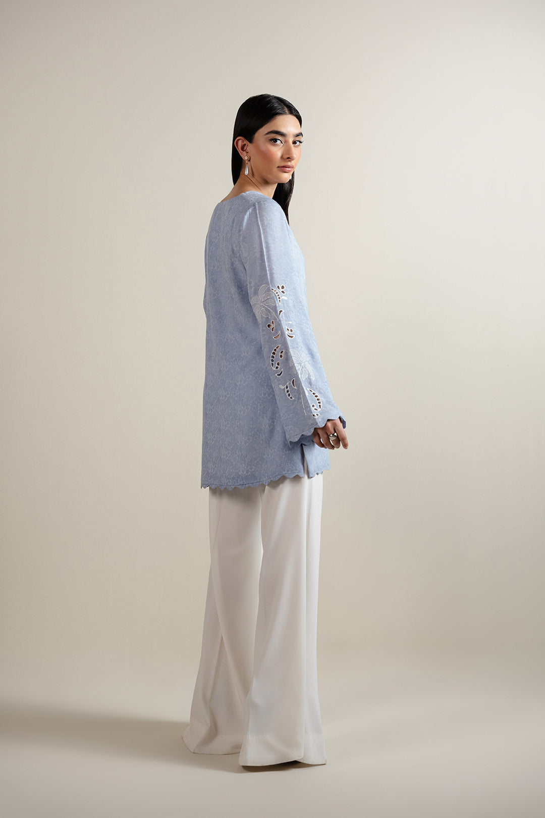 Scalloped Baby Blue Top