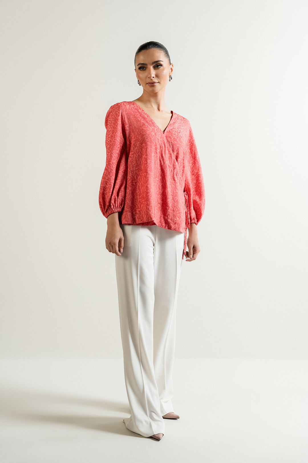 Coral Wrap Around Top