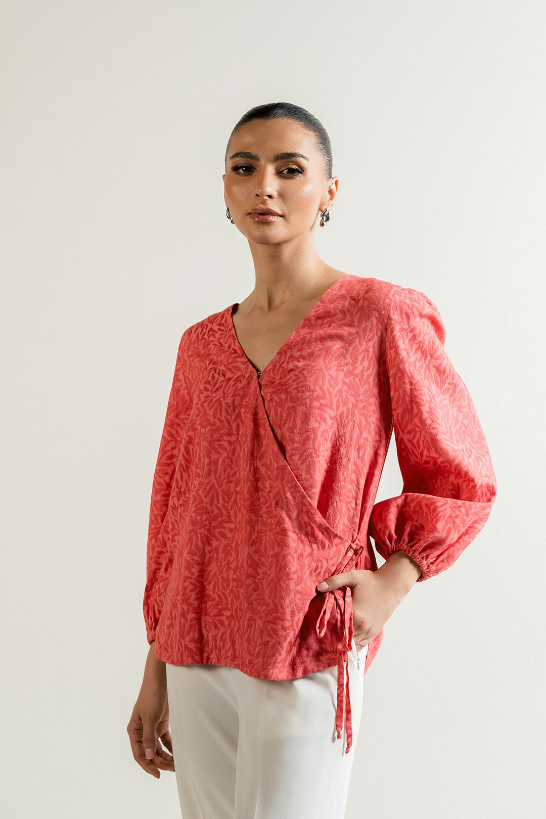 Coral Wrap Around Top