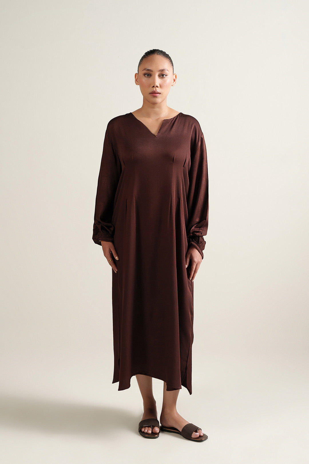 Espresso Pleated Dress