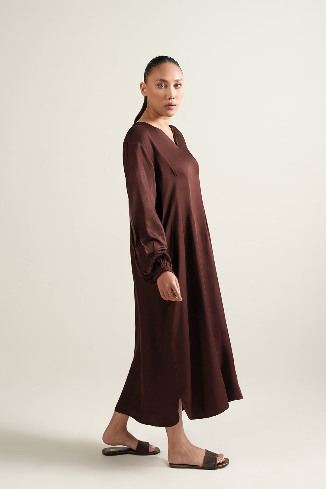 Espresso Pleated Dress