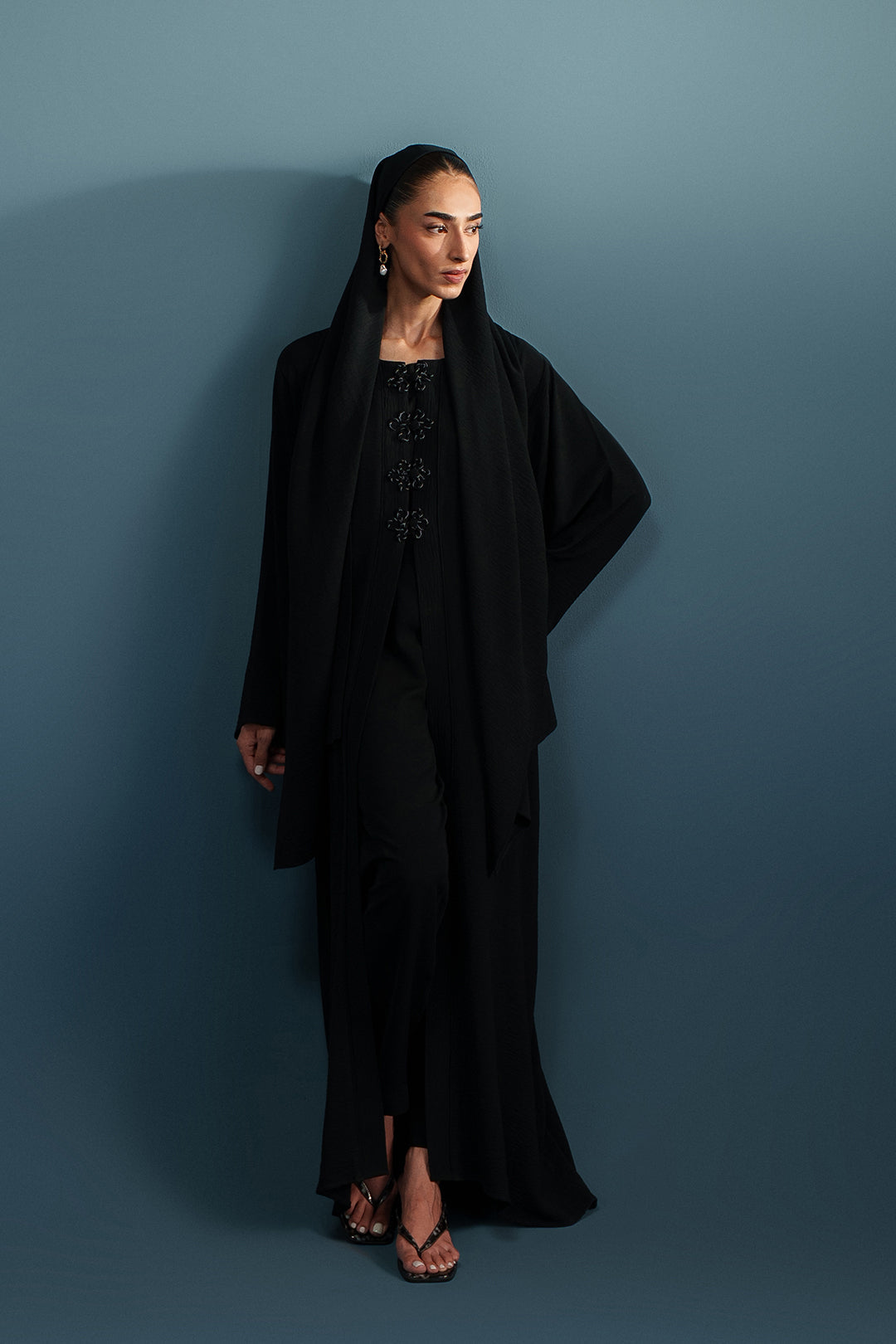 Obsidian Layover Abaya & Stole (2Pc)