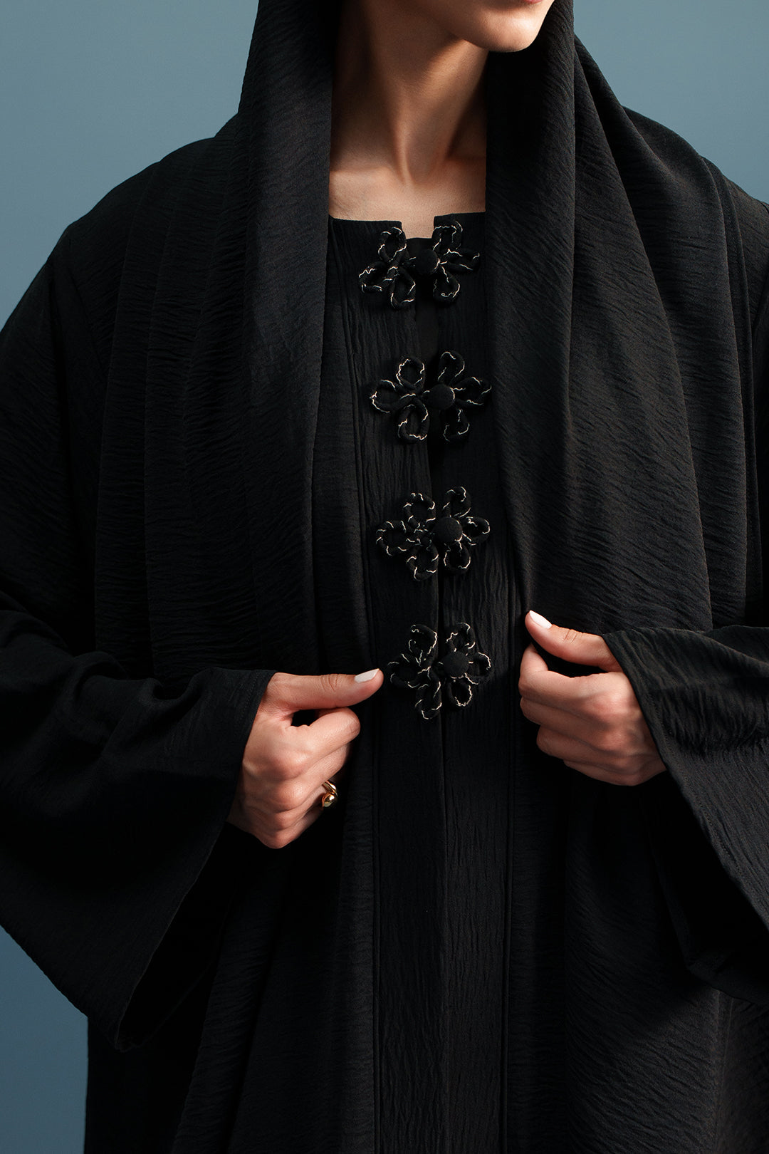 Obsidian Layover Abaya & Stole (2Pc)