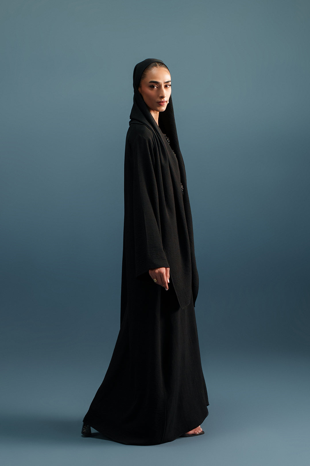 Obsidian Layover Abaya & Stole (2Pc)