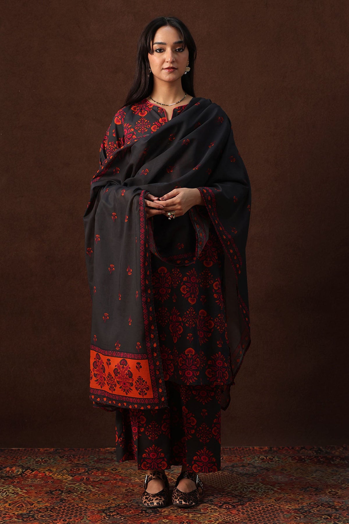 Rosette Printed 3-Piece Suit