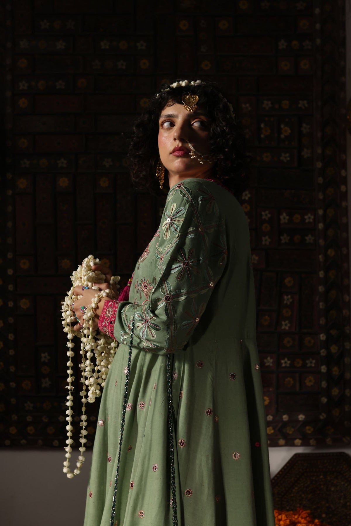 Embroidered Moon Sequin Set