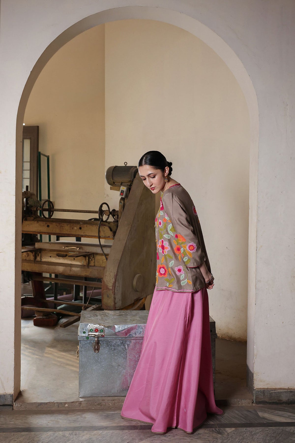 Phool Embroidered Skirt Set