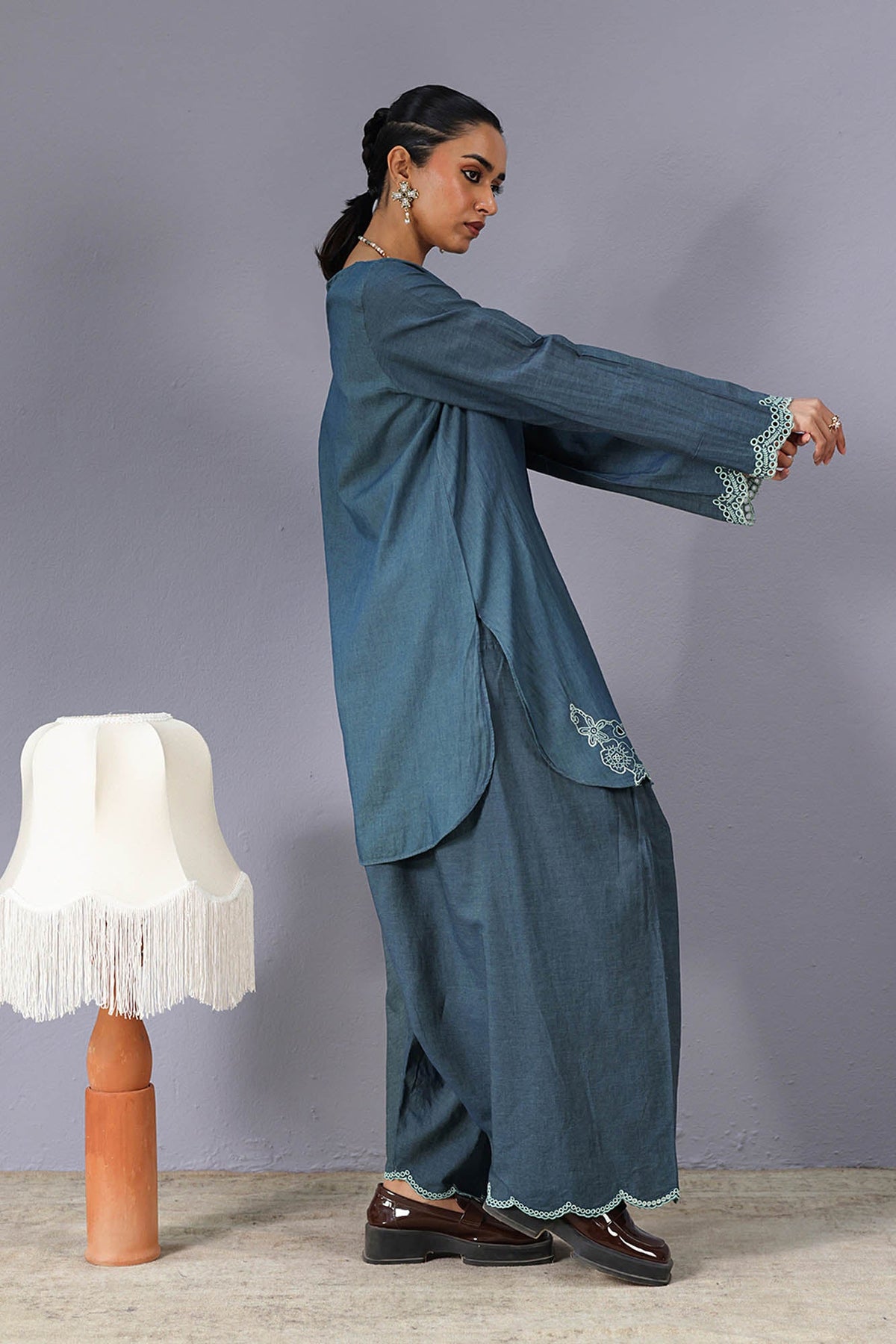 Embroidered Denim Dare Co-Ord set