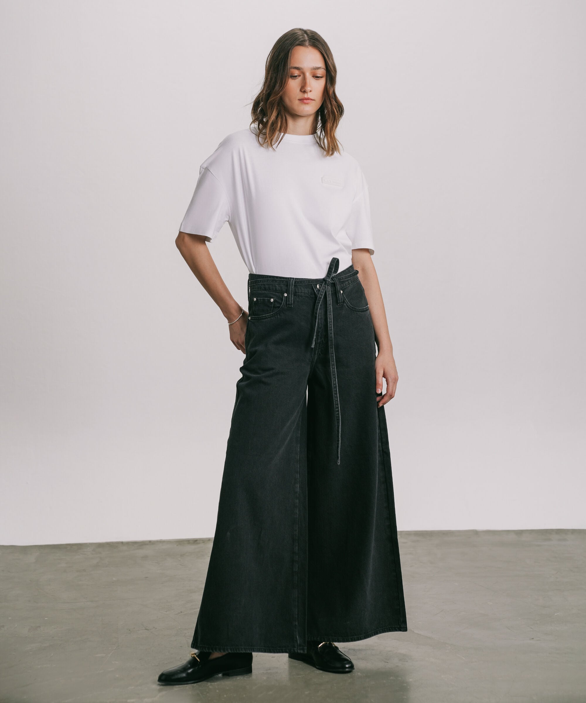 Women's Western Wear Grey Super Wide Leg Jeans