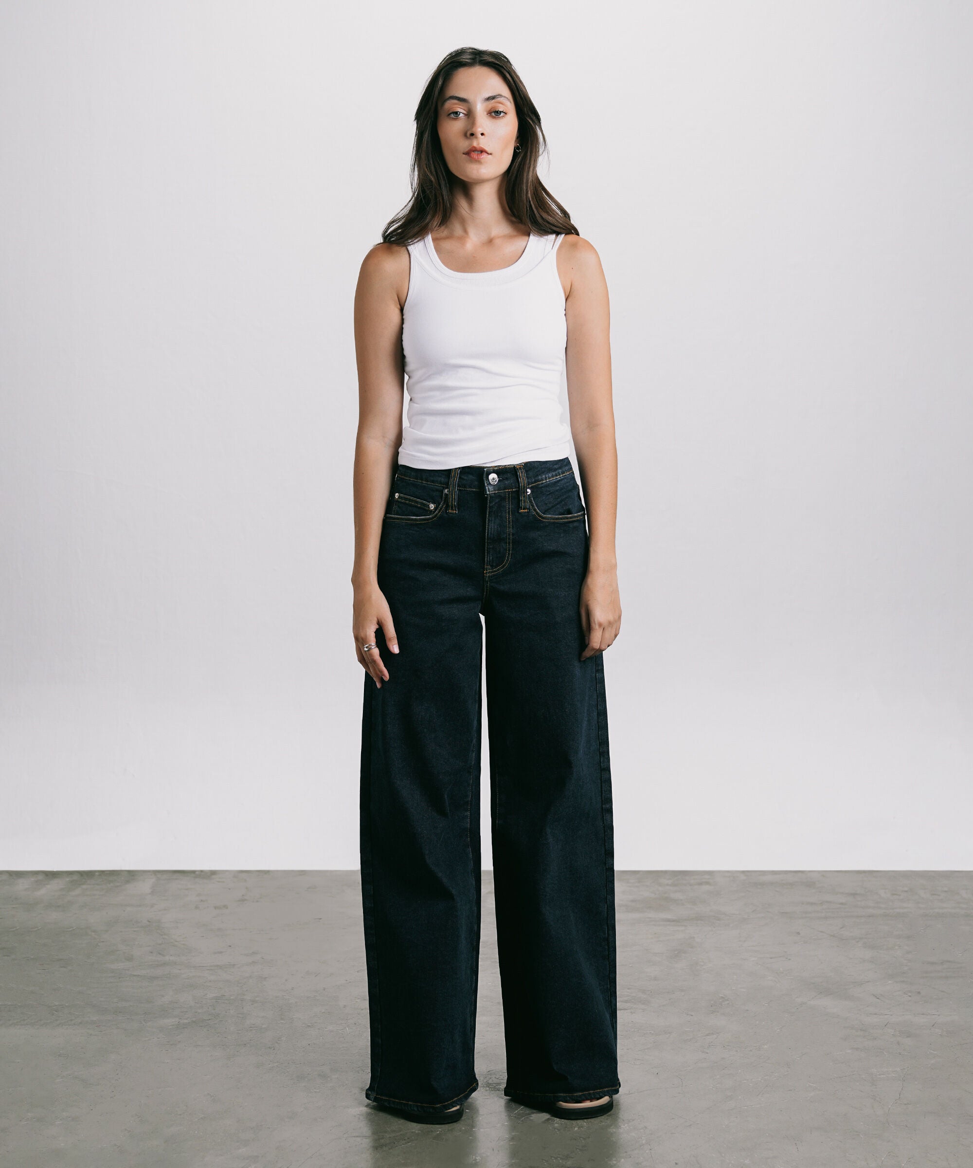 Women's Western Wear Blue High Rise Wide Leg Jeans