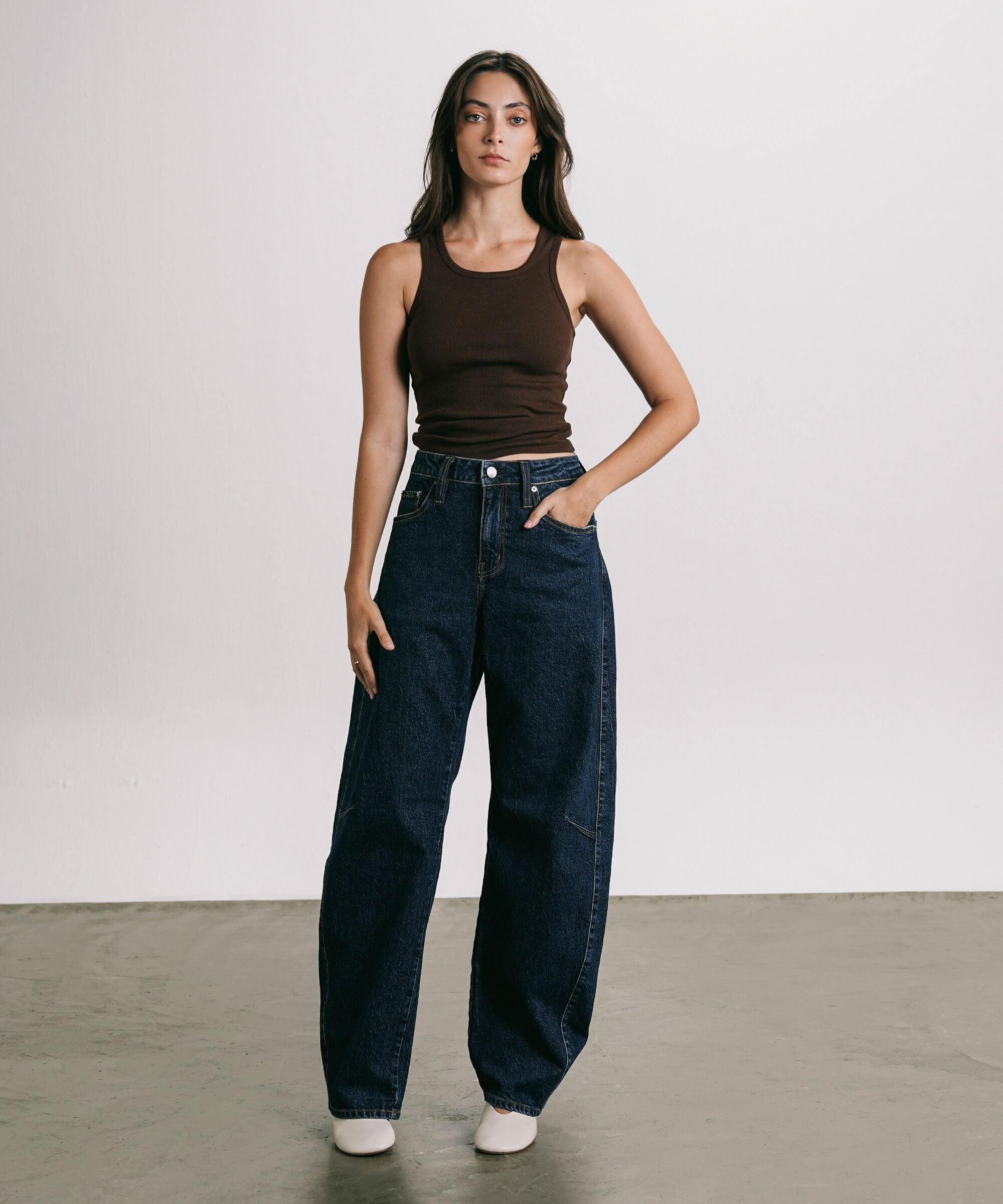Women's Western Wear Blue Barrel Jeans