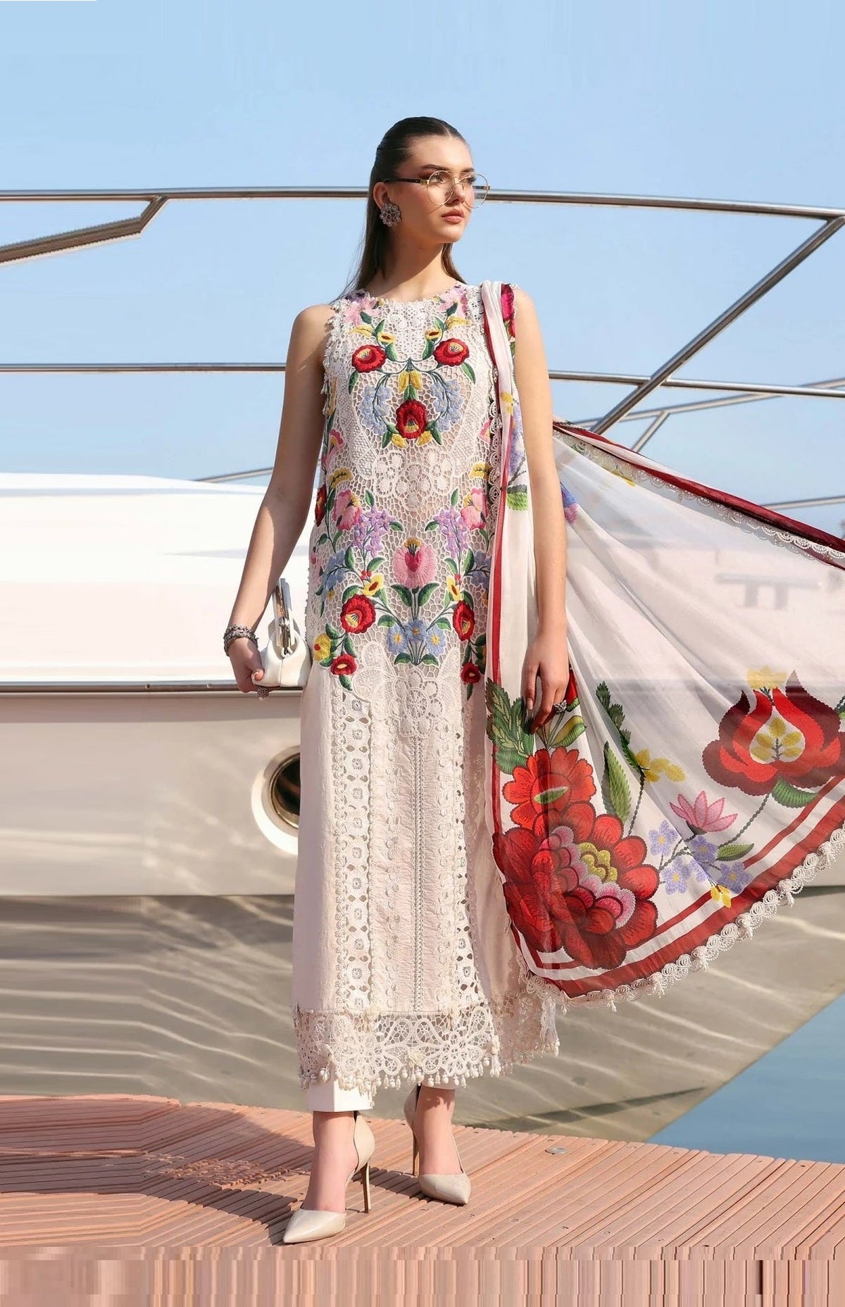 Maria B Luxury Embroidered Lawn Unstitched 3PC Suit D-2610A