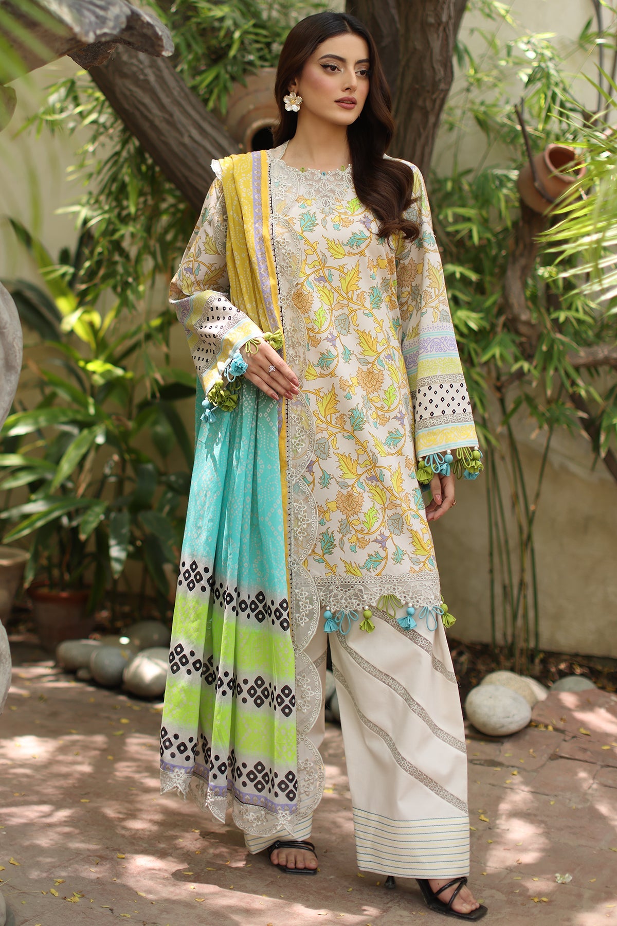 3-PC Unstitched Embroidered Lawn RN6-05