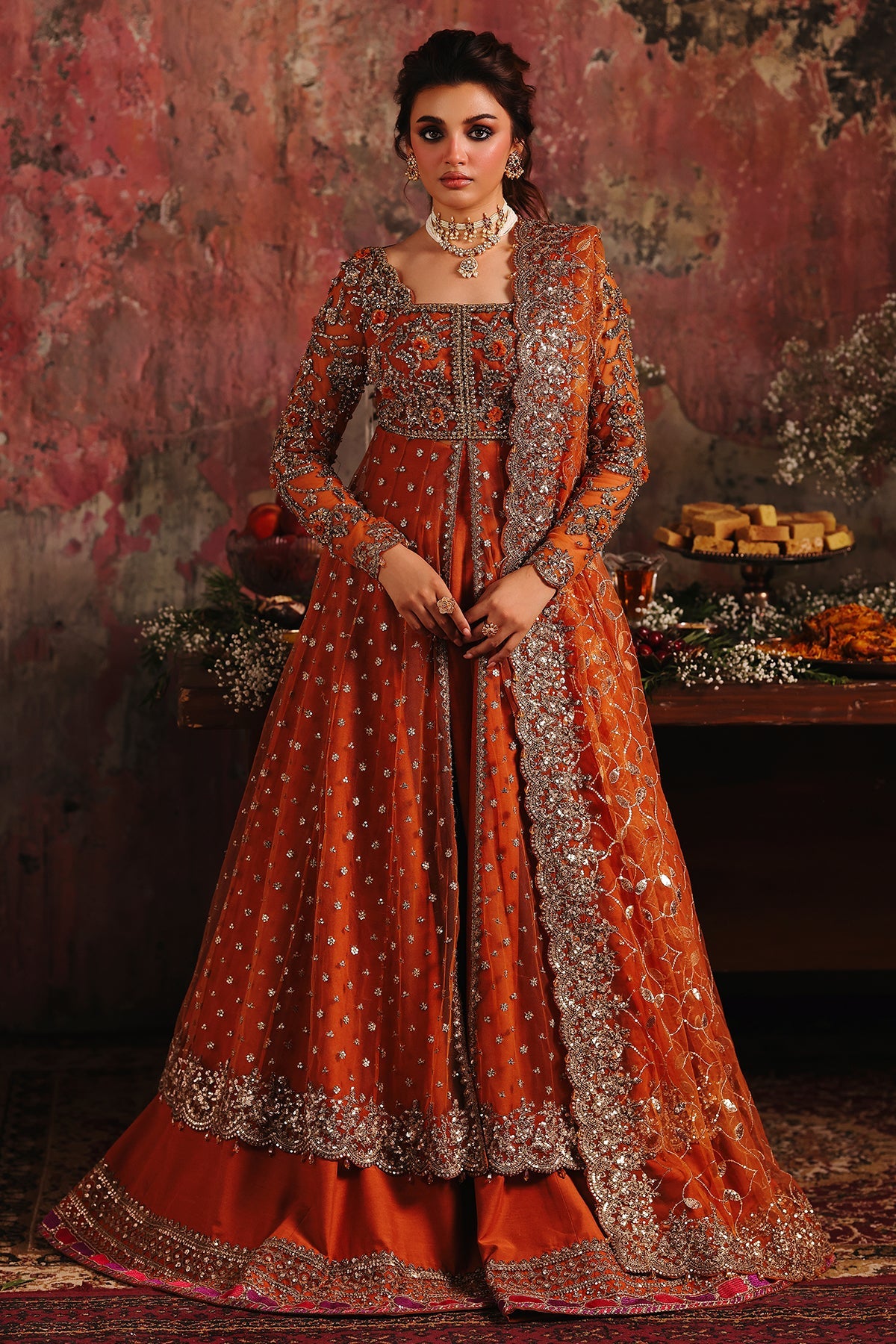3-PC Embroidered Net Pishwas Suit stm-5-01