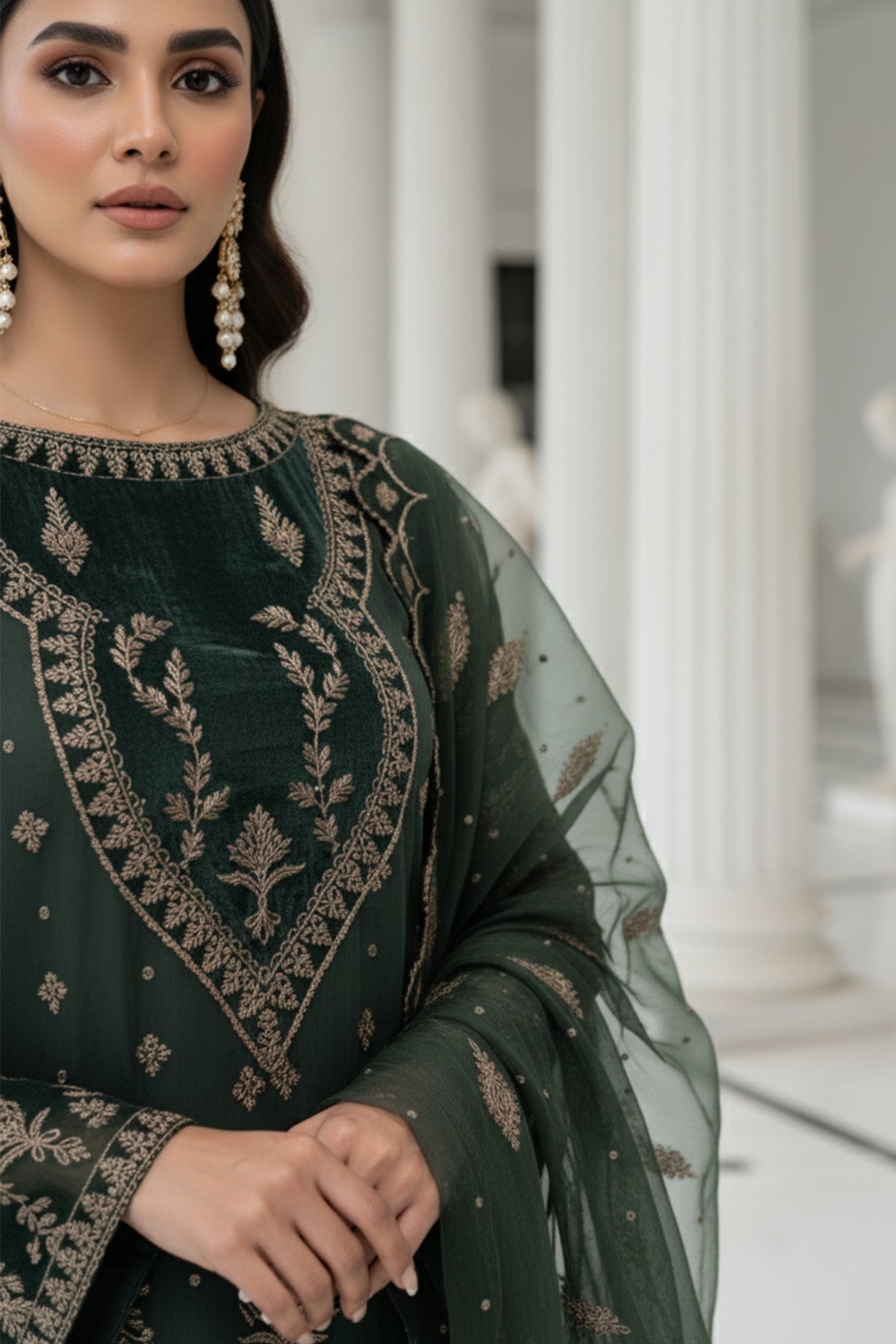 3-PC Embroidered Organza Suit CMA-5-133A