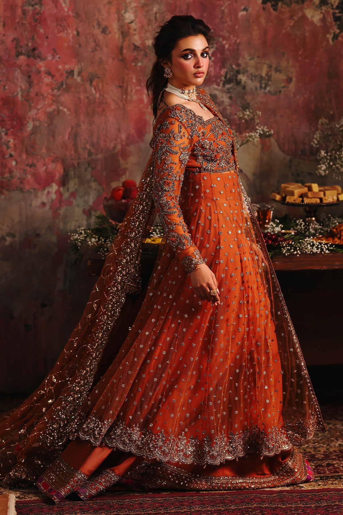 3-PC Embroidered Net Pishwas Suit stm-5-01