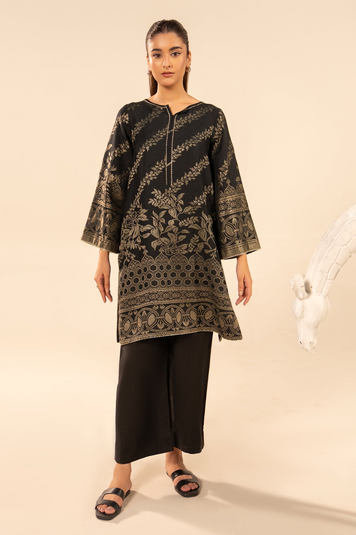 2-PC Printed staple jacquard shirt with cotton trouser CPM-5-302S