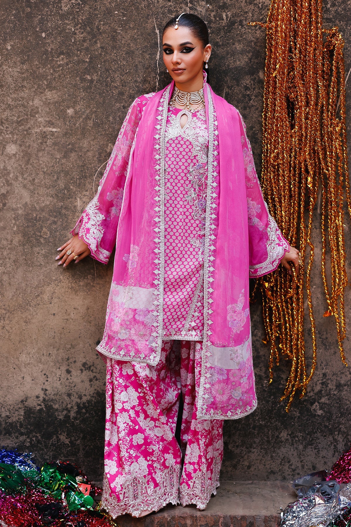 3-Pc Unstitched Embroidered Printed Chiffon Collection VSL6-14