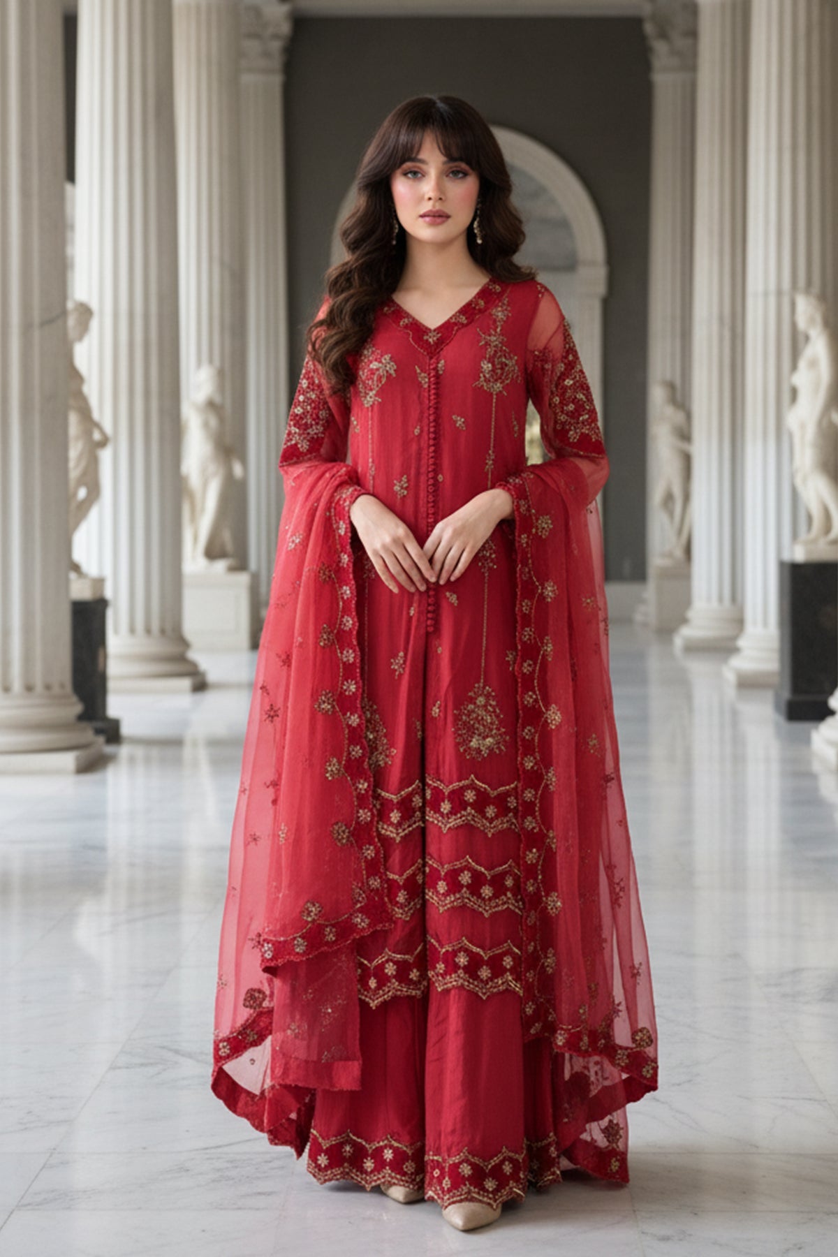 3-PC Embroidered Organza Suit CMA-5-132