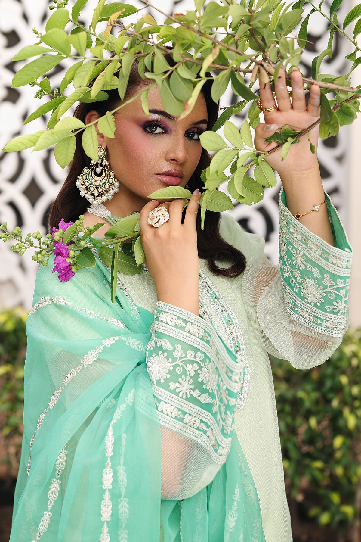 3-PC Embroidered Cotton Net CMA-5-234