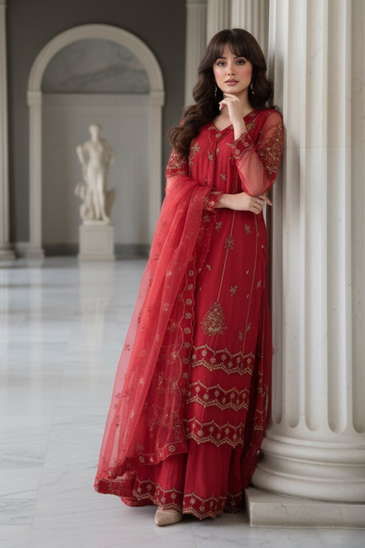 3-PC Embroidered Organza Suit CMA-5-132