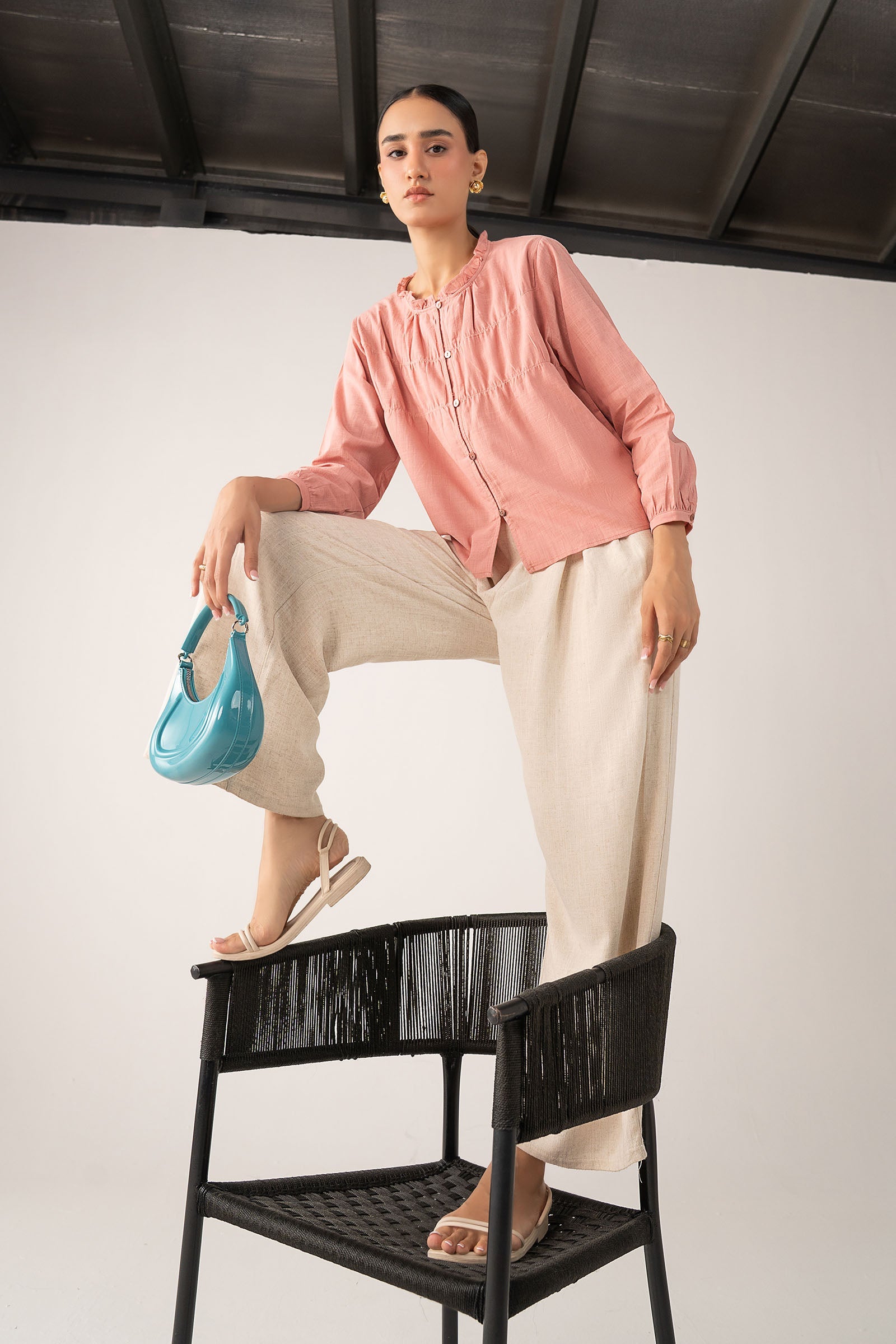 Crosshatch Ruffled Shirt
