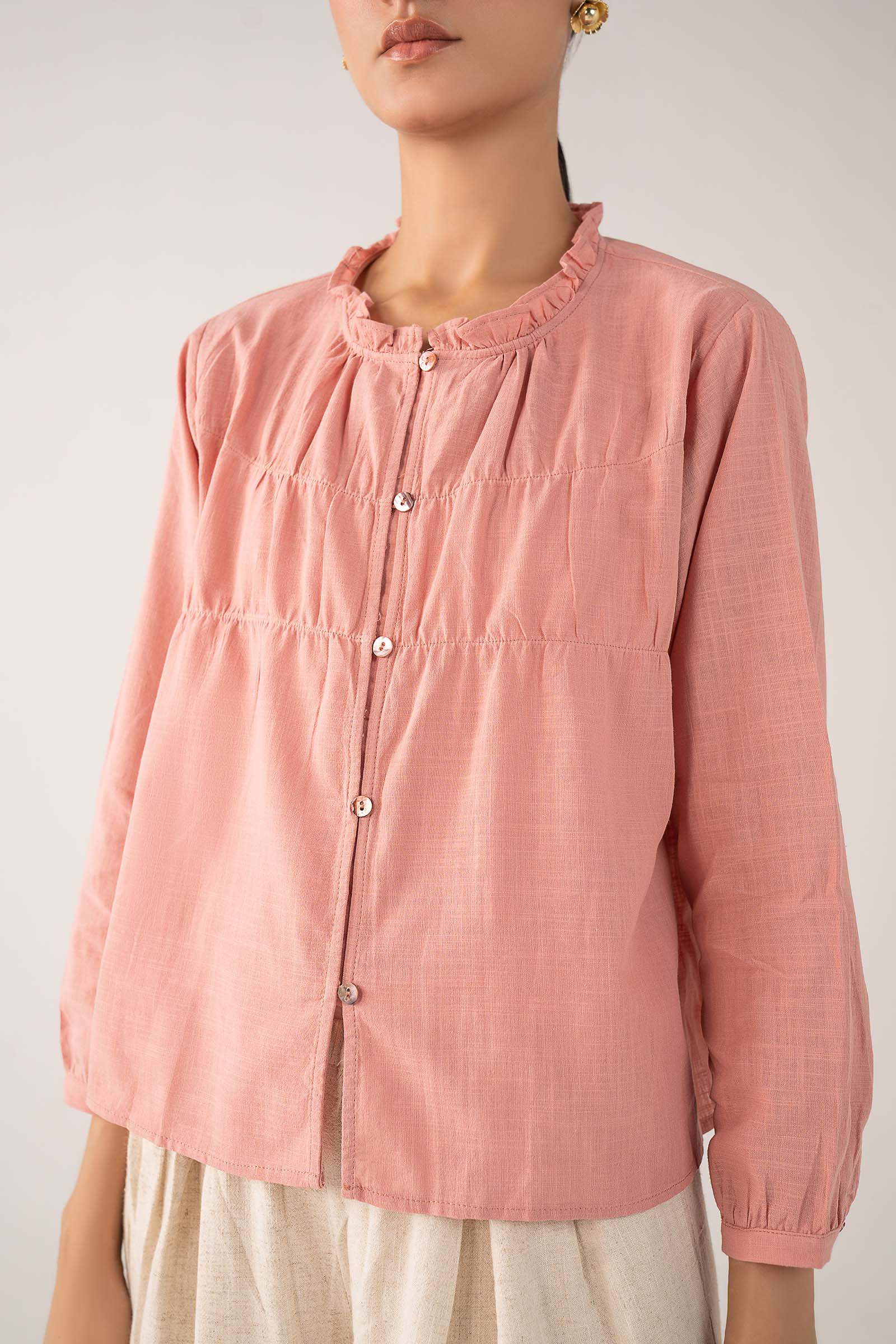 Crosshatch Ruffled Shirt