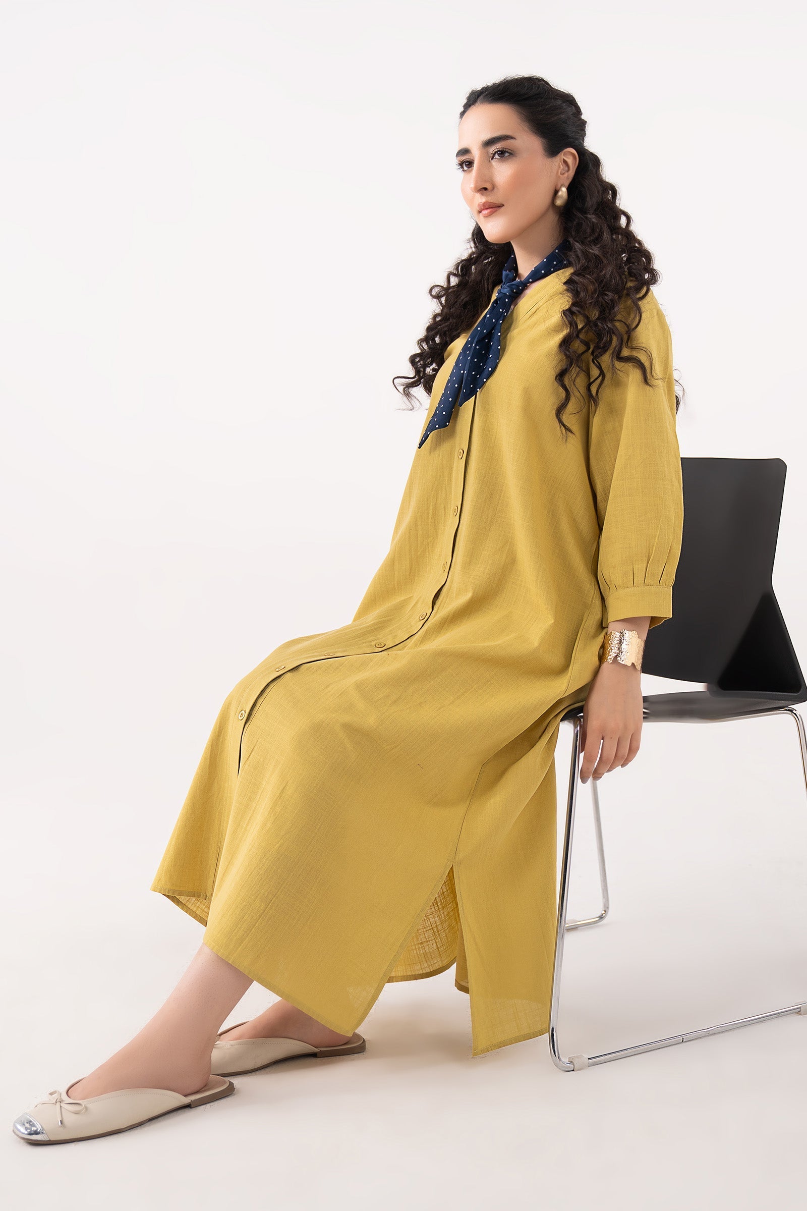 V-Neck Midi Dress