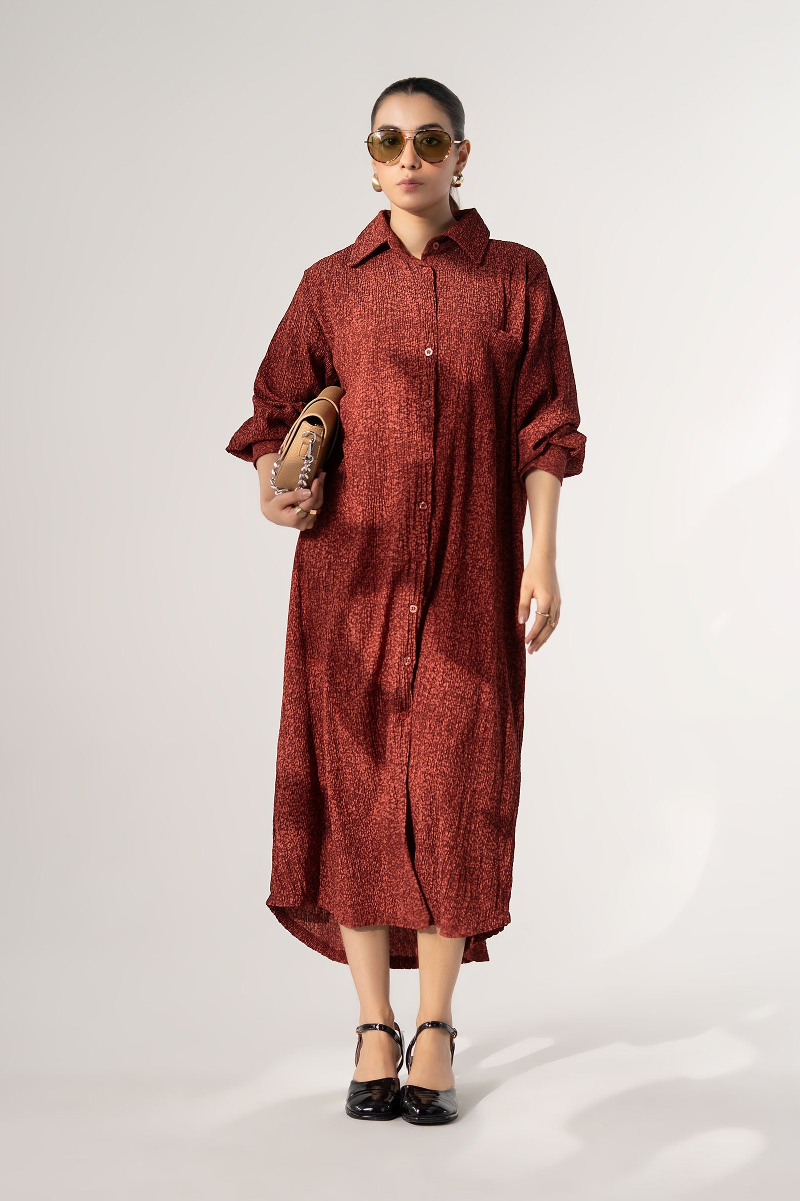 Printed Button-Down Dress