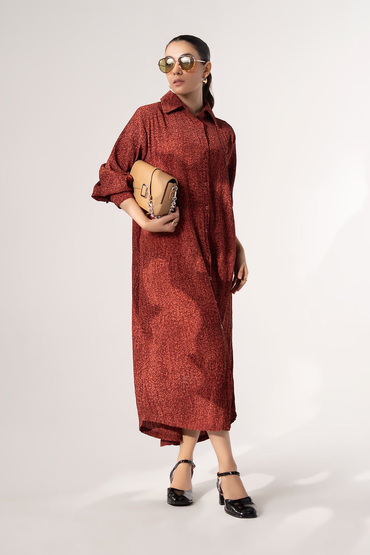 Printed Button-Down Dress