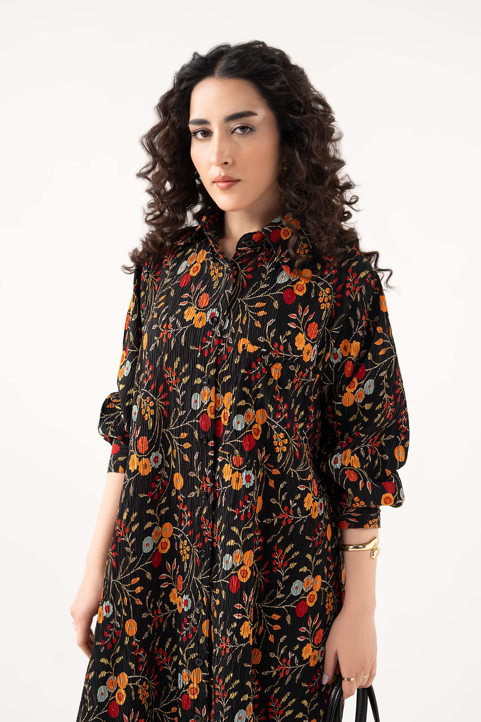 Printed Button-Down Dress