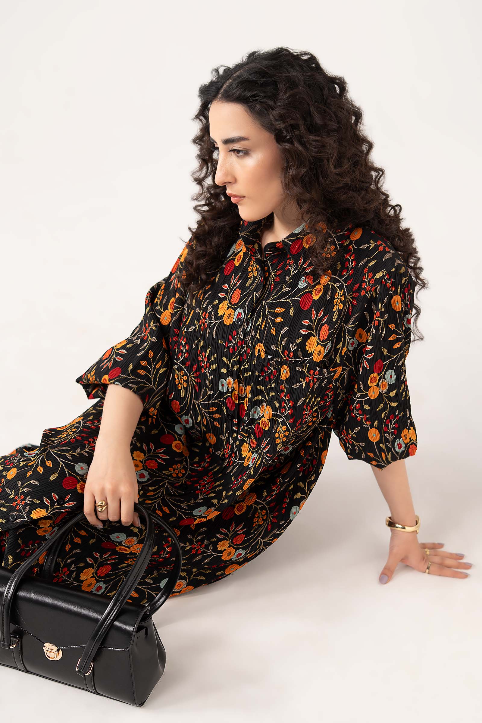 Printed Button-Down Dress
