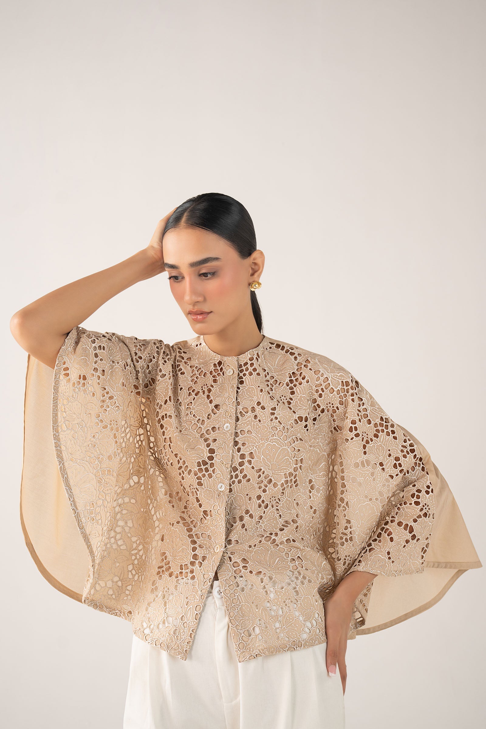 Schiffli Cape Top