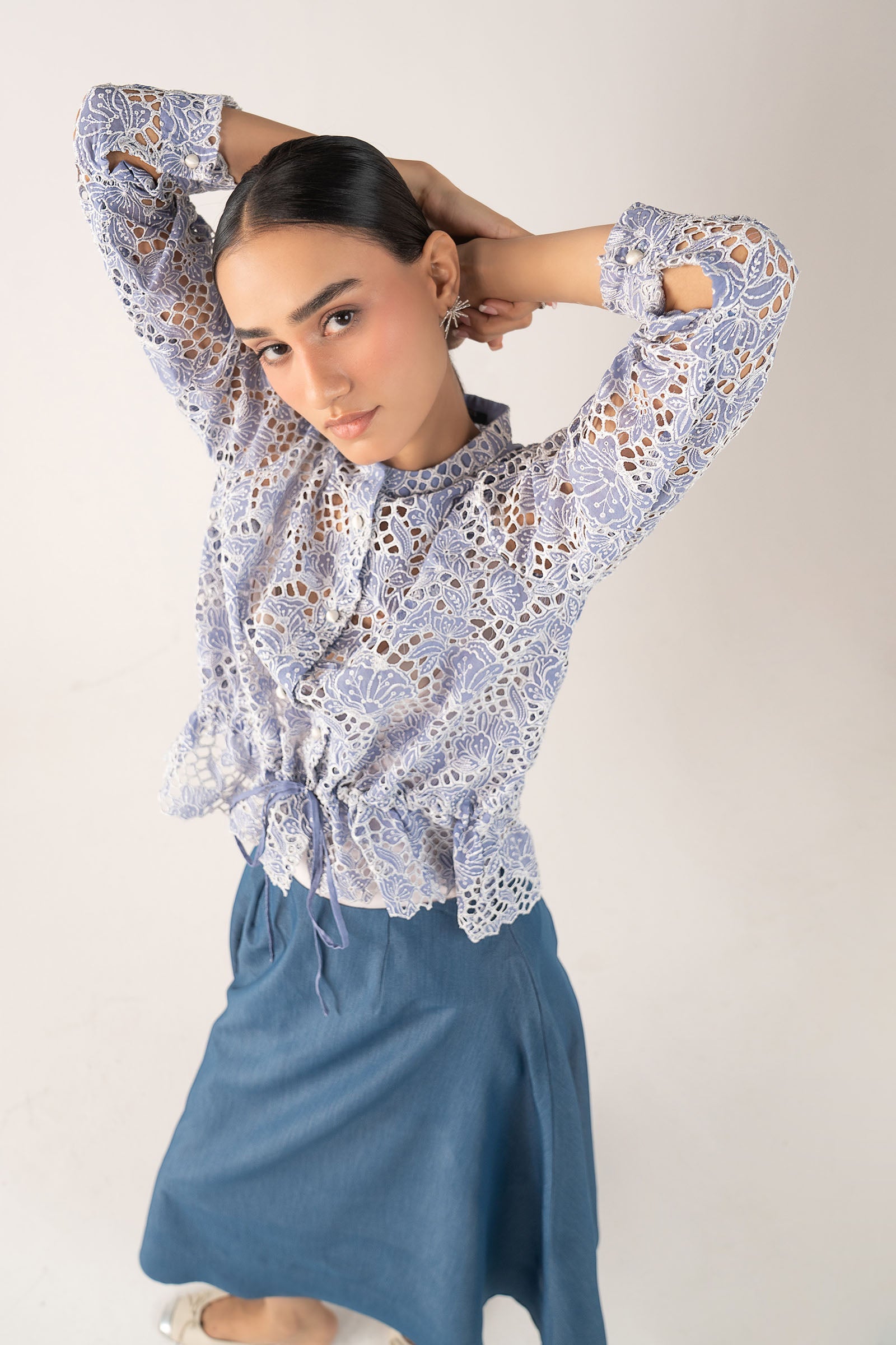 Schiffli Gathered Top