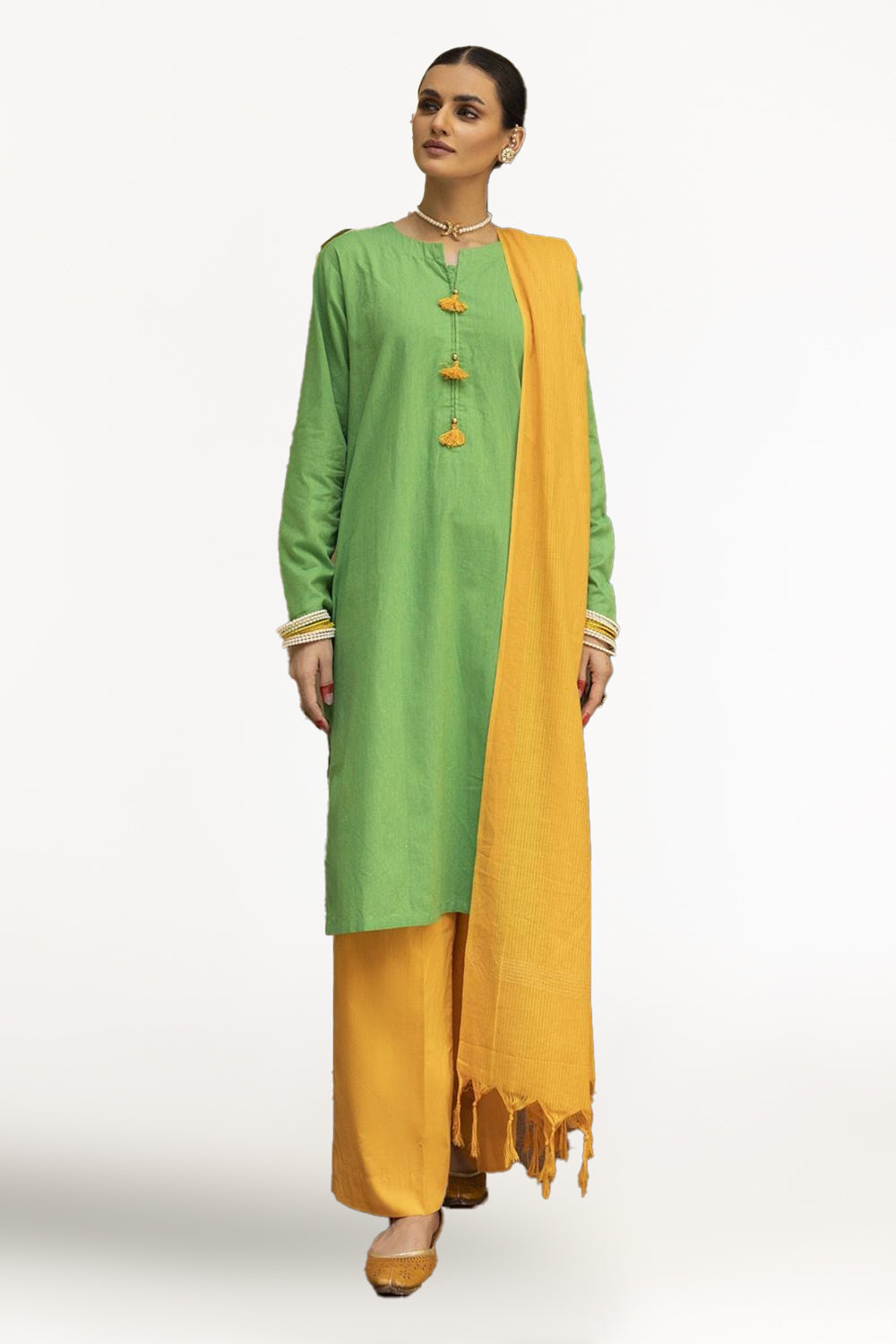 Yarn Dyed Shirt And Trouser With Dupatta
