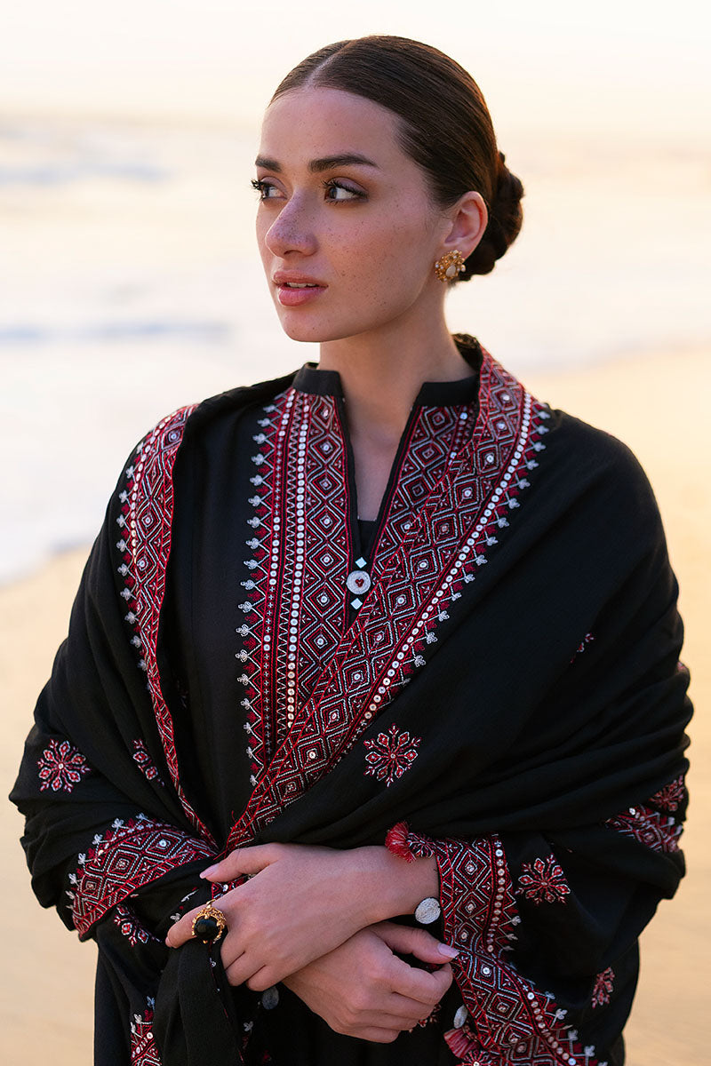 RAVEN FOLK-3PC SATIN EMBROIDERED SUIT