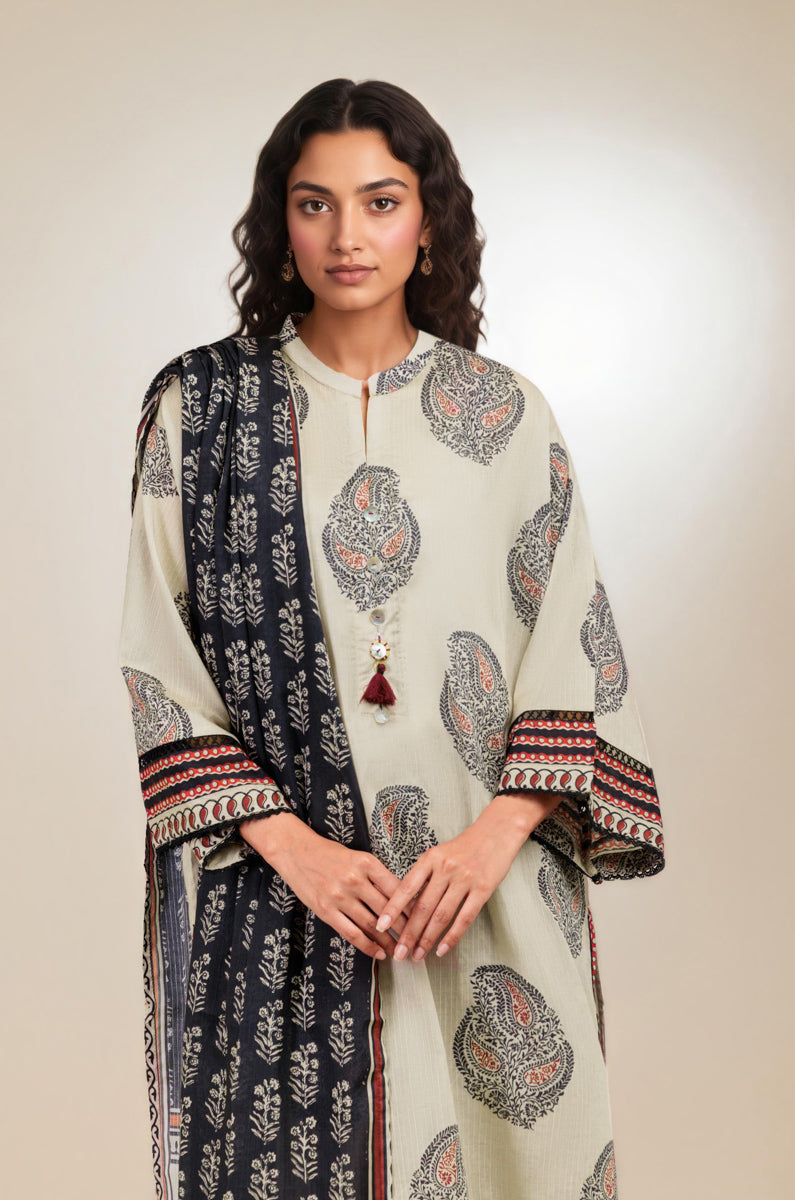 Beige-Textured-Lawn-3 Piece (WP3PPBS26B2M73)