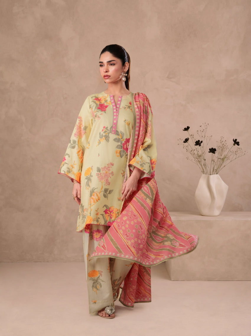 Yellow-Self-Jacquard-3 Piece (WP3PPBW25B11D24)