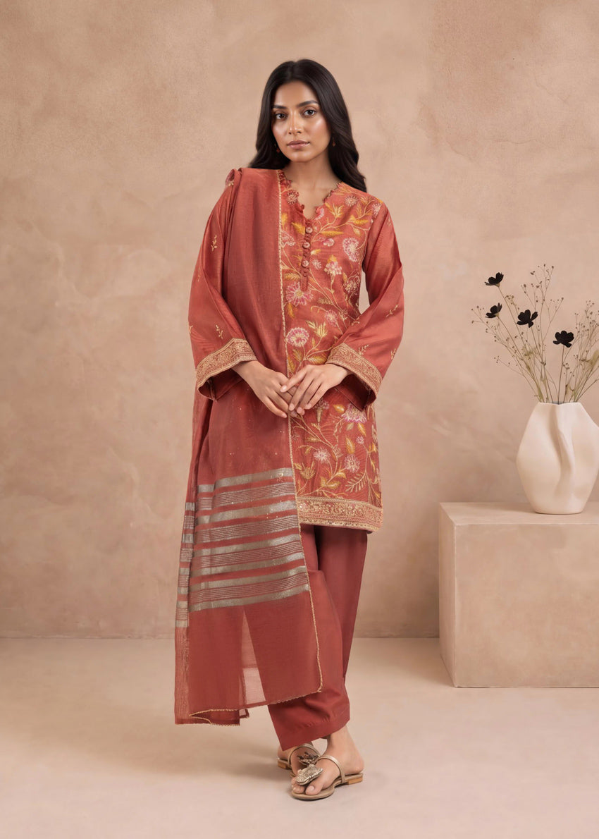 Rust-Cotton-Net-3 Piece (WP3PSFW25F9O3)