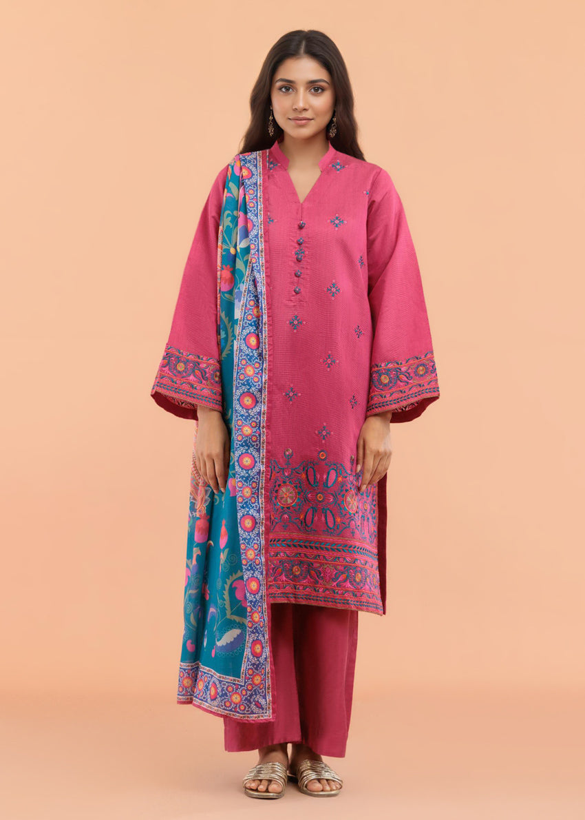 Carmine-Cotton-Silk-3 Piece (WP3PSSW25S10N3)