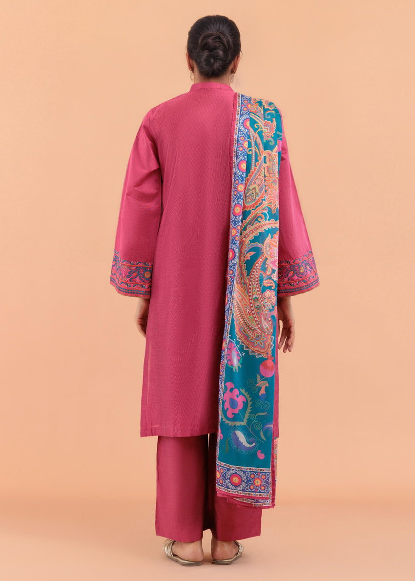 Carmine-Cotton-Silk-3 Piece (WP3PSSW25S10N3)