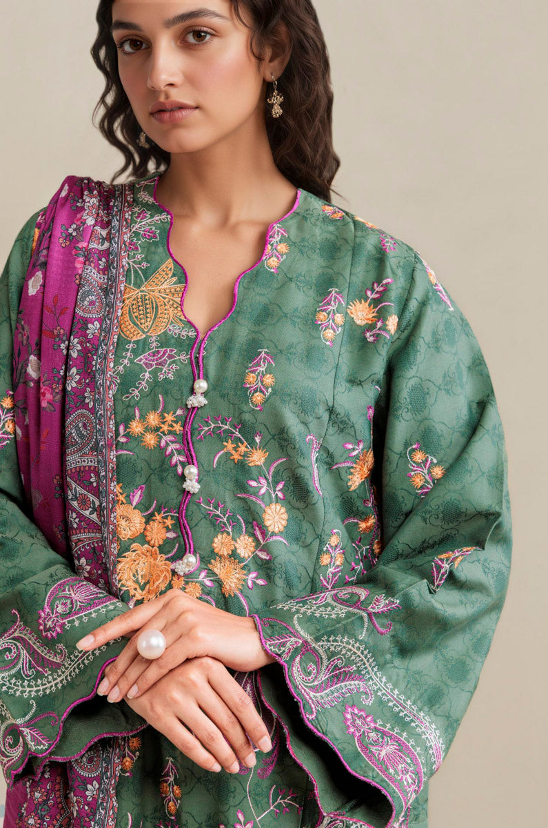Green-Self-Jacquard-3 Piece (WP3PSSW25S9O13)