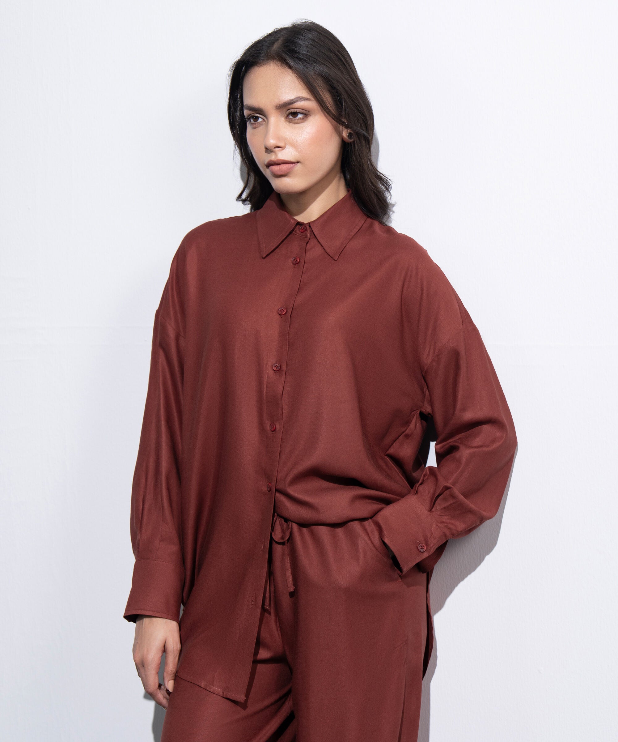 Women's Western Rust Loose-Fit Button Through Shirt