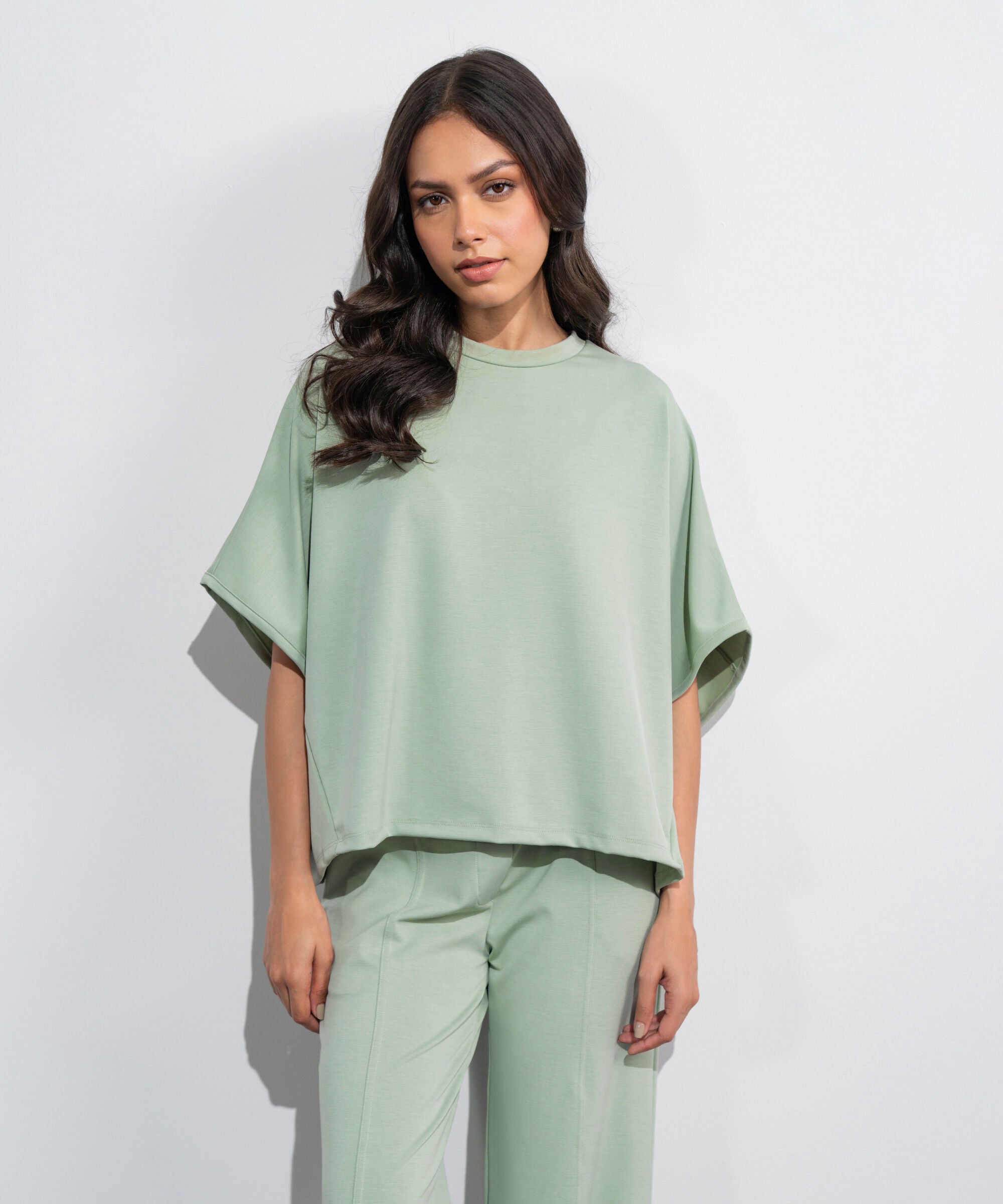 Women's Western Sage Green Soft Lux Loose-Fit Kimono T-Shirt