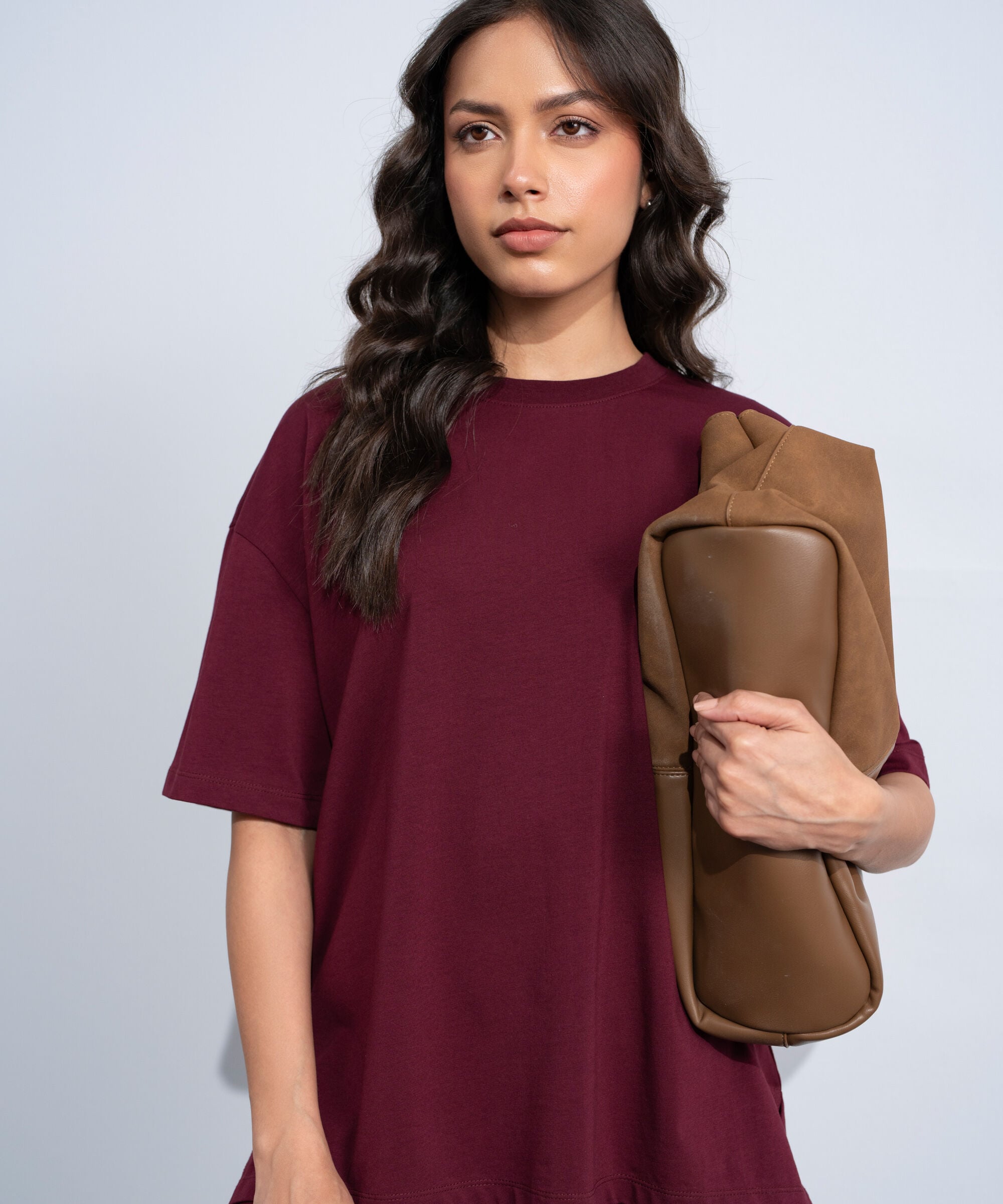 Women's Western Burgundy Loose Fit T-Shirt