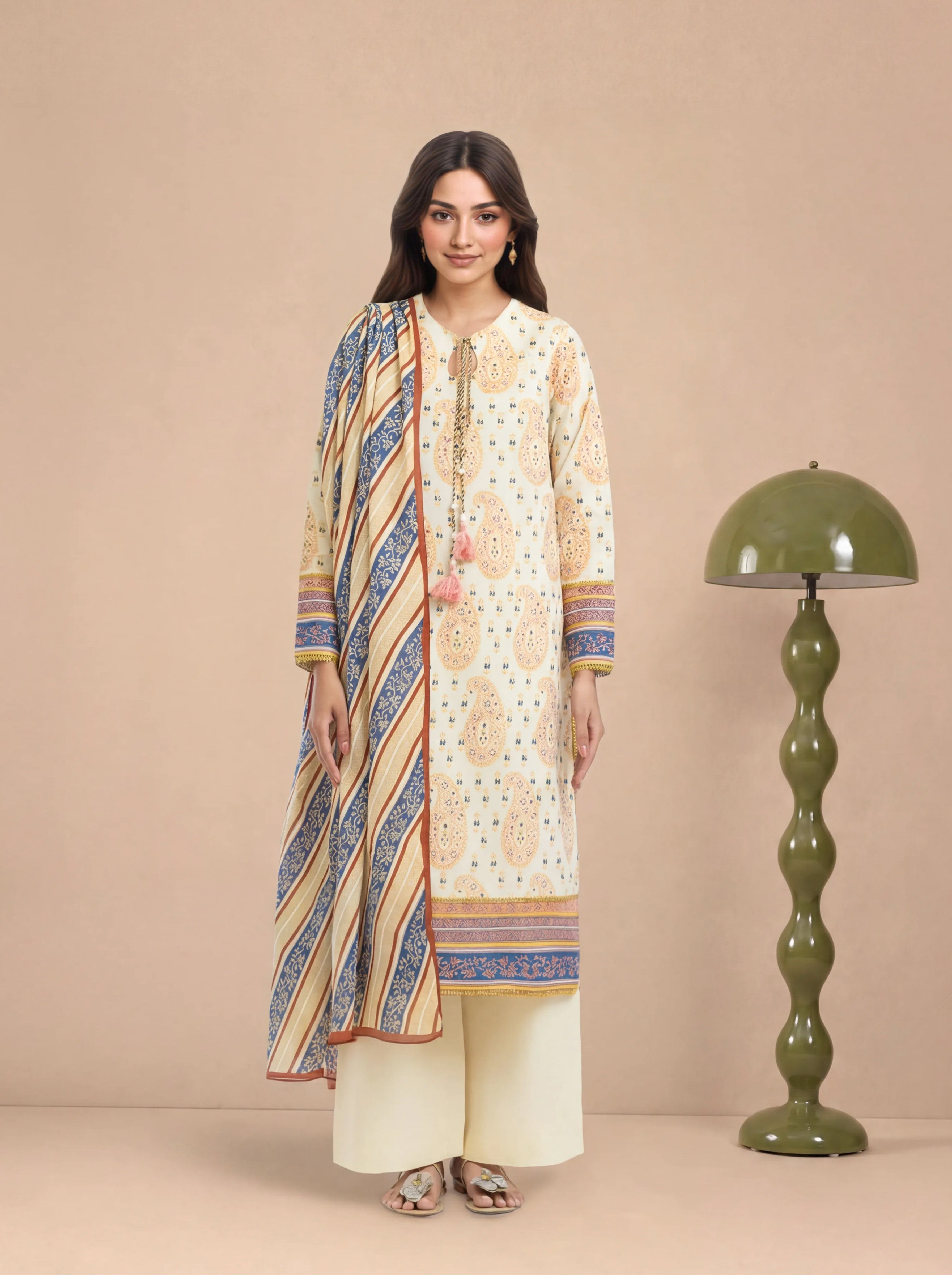 Mughal Paisley - 3 Pc (WU3PPBS26LI1F18)